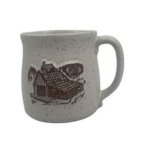 Onion River Pottery Maple Sugar Shack House Vermont Embossed Coffee Tea Mug
